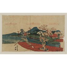 Estampe japonaise "The Nô Play Sumidagawa" par Utagawa Hiroshige, 歌川広重 (Utagawa Hiroshige I)