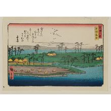 Estampe japonaise "Descending Geese at Hirakata (Hirakata rakugan), from the series Eight Views of Kanazawa (Kanazawa hakkei)" par Utagawa Hiroshige, 歌川広重 (Utagawa Hiroshige I)