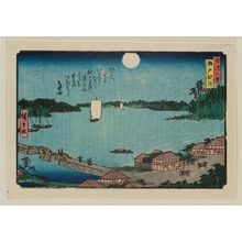 Utagawa Hiroshige, 歌川広重 (Utagawa Hiroshige I)创作的日本版画《Autumn Moon at Seto (Seto shûgetsu), from the series Eight Views of Kanazawa (Kanazawa hakkei)》