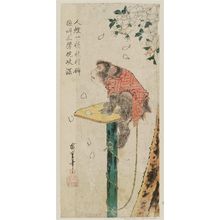 Utagawa Hiroshige: Pet Monkey and Cherry Blossoms - Museum of Fine Arts