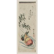 Utagawa Hiroshige, 歌川広重 (Utagawa Hiroshige I)创作的日本版画《Mandarin Ducks and Snow-covered Bamboo》