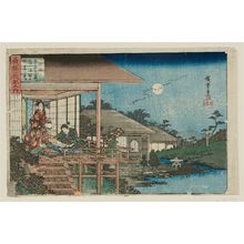 Utagawa Hiroshige: Part 7: Ushiwakamaru Stealthily Looks at the Secret Book of Kiichi Hôgan (Nanakai, Ushiwakamaru hisoka ni Kiichi Hôgan no hisho o miru), from the series The Life of Yoshitsune (Yoshitsune ichidaiki no uchi) - Museum of Fine Arts