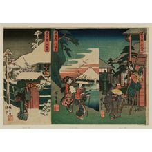 Utagawa Hiroshige, 歌川広重 (Utagawa Hiroshige I)による浮世絵「Act VII (Shichidanme), Act VIII (Hachidanme), and Act IX (Kudanme), from the series The Storehouse of Loyal Retainers (Chûshingura)」