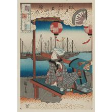 Utagawa Hiroshige: Parody of the Akashi Chapter: Evening Moon at Takanawa (Mitate Akashi, Takanawa no yuzuki), from the series Famous Places in Edo and Murasaki's Genji (Edo Murasaki meisho Genji) - Museum of Fine Arts