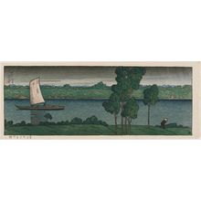 Japanese Print "The Furukawa River Embankment at Dusk (Kure yuku Furukawa-zutsumi)" by Kawase Hasui, 川瀬巴水 (Kawase Hasui)