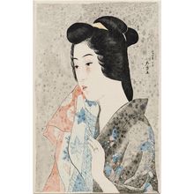 橋口五葉: Portrait of Hisae with a Towel - ボストン美術館