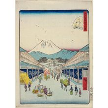 二歌川広重: No. 3, Suruga-machi, from the series Forty-Eight Famous Views of Edo (Edo meisho yonjûhakkei) - ボストン美術館