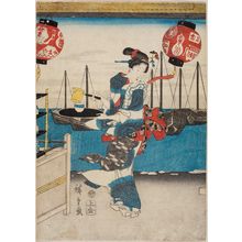 Japanese Print "Autumn Moon at Takanawa (Takanawa no shûgetsu), from the series Eight Views of Famous Places in Edo (Meisho Edo hakkei)" by Utagawa Hiroshige, 歌川広重 (Utagawa Hiroshige I)