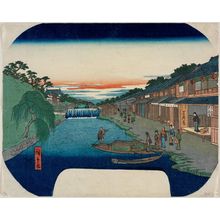 Estampe japonaise "Boat Landing on the Canal" par Utagawa Hiroshige, 歌川広重 (Utagawa Hiroshige I)