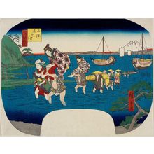 Utagawa Hiroshige, 歌川広重 (Utagawa Hiroshige I)创作的日本版画《Kisarazu in Kazusa Province (Kazusa Kisarazu), from the series Famous Places of Awa, Kazusa, and Shimôsa Provinces (Bôsô Meisho)》