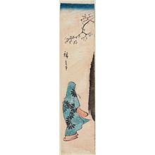 Japanese Print "Woman (Komachi?) Viewing Cherry Blossoms, cut from an unidentified harimaze sheet" by Utagawa Hiroshige, 歌川広重 (Utagawa Hiroshige I)