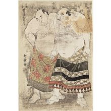 Katsukawa Shunsho: Sumô Wrestlers of the Eastern Group: Nijigatake Somaemon, Sekiwaki from Awa Province (Ashû) and Fudenoumi Kin'emon, Maegashira from Kokura - Museum of Fine Arts