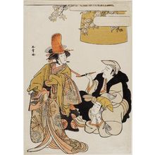 Katsukawa Shunsho: Actors Bando Mitsugoro as O-tatsu and Ichikawa Danjuro V and Ichikawa Monnosuké II as monks - Museum of Fine Arts