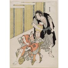 勝川春章: Actors Ichikawa Danjurô V and Ichikawa Danzô IV as Wantetsu the renegade priest, and Kamakura Gongoro - ボストン美術館