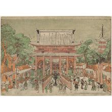 Utagawa Toyoharu: Perspective Picture of a Special Exhibition of an Image at Kinryûzan Temple (Uki-e Kinryûzan kaichô no zu) - Museum of Fine Arts
