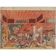 歌川豊春: The Armor-pulling Scene at Wada's Banquet (Wada sakamori kusazuribiki no zu) - ボストン美術館