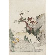 Kitagawa Utamaro: Hunter on Cliff Shooting at Deer - Museum of Fine Arts