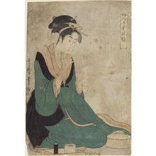 Kitagawa Utamaro: Tying Thread, from the series Women's Handicrafts: Models of Dexterity (Fujin tewaza ayatsuri kagami) - Museum of Fine Arts