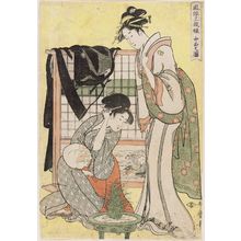 Kitagawa Utamaro: Picture of the Middle Class (Chûbon no zu), from the series Three Ranks of Young Women According to Their Fashion (Fûzoku sandan musume) - Museum of Fine Arts