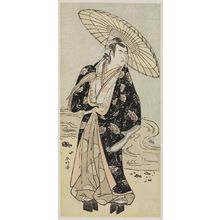 勝川春好: Actor holding umbrella - ボストン美術館