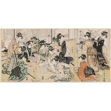 Kitagawa Utamaro: Wedding Scene, a Triptych (Konrei no zu, sanmai tsuzuki) - Museum of Fine Arts