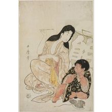 喜多川歌麿: Yamauba and Kintarô with a Kite Inscribed 