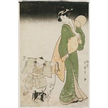 Kitagawa Utamaro: Mother and Child with Two Puppies on a Summer Night - Museum of Fine Arts