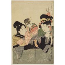 喜多川歌麿: Yûgiri and Izaemon, from the series Manipulations of Love with Musical Accompaniment (Ongyoku koi no ayatsuri) - ボストン美術館