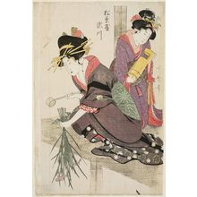 Kitagawa Utamaro: Segawa of the Matsubaya, from an untitled series of courtesans arranging flowers - Museum of Fine Arts