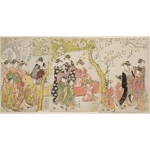 Kitagawa Utamaro: Courtesans under Cherry Trees in Front of the Daikokuya - Museum of Fine Arts