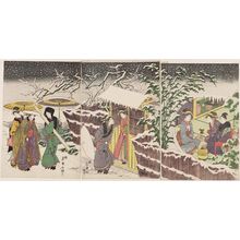 Utagawa Toyokuni I: Women Under a Gate in the Snow - Museum of Fine Arts