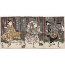 Utagawa Toyokuni I: Actors Nakamura Utaemon (R), Bandô Mitsugorô (C), and Nakamura Daikichi (L) - Museum of Fine Arts