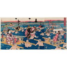 Utagawa Hiroshige: Fording the Ôi River (Ôikawa hokô watari) - Museum of Fine Arts