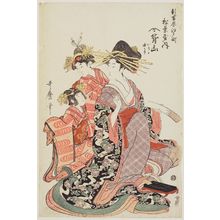 Kitagawa Utamaro: Seyama of the Matsubaya in Edomachi in Shin Yoshiwara, kamuro Iroka and Yukari - Museum of Fine Arts