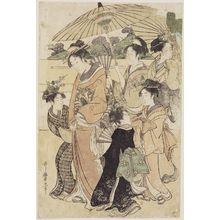 喜多川歌麿: Procession of Women and Children with Parasols - ボストン美術館