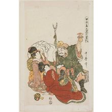 Japanese Print "Daikoku Imitating Bishamonten, from the series Seven Transformations of Daikoku in the Year of the Wood Rat (Kinoe-ne toshi Daikoku shichi henge)" by Kitagawa Utamaro, 喜多川歌麿 (Kitagawa Utamaro I)