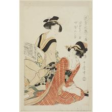 Kitagawa Utamaro: Wild Carnation of Spring and Matronly Hibiscus (Yae-nadeshiko, fuyô no hana), from the series Matching Flowers and Comparing Makeup (Hana awase keshô kurabe) - Museum of Fine Arts