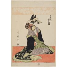 Kitagawa Utamaro: Somenosuke of the Matsubaya, from an untitled series of courtesans of the Matsubaya as Five Musicians - Museum of Fine Arts