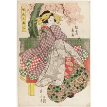 Kikugawa Eizan: Three Fashionable Beauties (Fûryû san bijin): Matsumura of the Matsubaya (R), Uryûno of the Okamotoya (C), and Tachibana of the Tsuruya (L) - Museum of Fine Arts