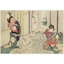 Kitagawa Utamaro: Interior Scene on a Snowy Day, from Vol. 2 of the book Ehon shiki no hana (Flowers of the Four Seasons) - Museum of Fine Arts