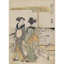鳥居清長: Two Geisha at a Seaside Teahouse, from the series Twelve Scenes of Popular Customs (Fûzoku jûni tsui) - ボストン美術館