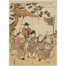 Torii Kiyonaga: Boys Imitating the Procession of a Ryukyuan Ambassador, from an untitled series of Chinese Children (Karako) - Museum of Fine Arts