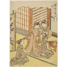 鳥居清長: The Bride Changing Clothes (Ironaoshi), No. 7 from the series Twelve Rituals of Marriage (Konrei jûni-shiki) - ボストン美術館