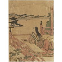 鳥居清長: Murasaki Shikibu at Ishiyama-dera Temple, from an untitled series of classical beauties - ボストン美術館