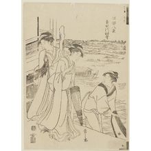 細田栄之: First Snow on the Sumida River (Sumidagawa hatsuyuki), from the series Eight Views of Edo (Edo hakkei) - ボストン美術館