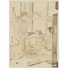 Hosoda Eishi: Brothel (Seirô, literally Green Pavilion), from the series Amusements of the Five Colors (Goshiki no asobi) - Museum of Fine Arts