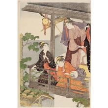Torii Kiyonaga: Women on Balcony and Fan Peddler on Street - Museum of Fine Arts