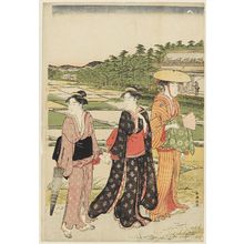 Katsukawa Shuncho: Women Walking by Rice Paddies - Museum of Fine Arts