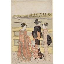 San Toun: Three Women and a Boy on a Bridge - ボストン美術館