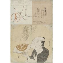 Kitao Masayoshi: Portrait of man with fan; text. Parts of Album mounted together. - Museum of Fine Arts